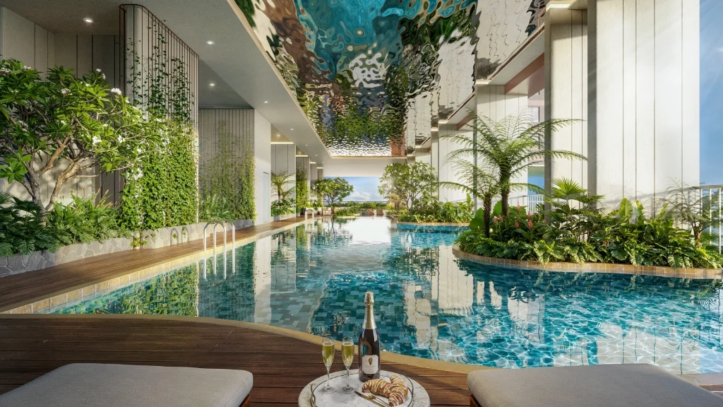 Hồ bơi trong nhà ngập tràn ánh sáng tự nhiên ban ngày
