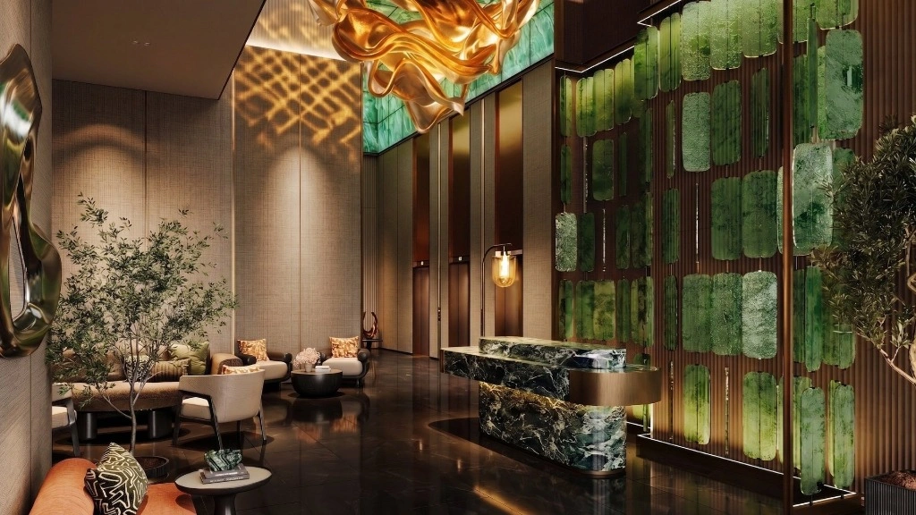 Quầy lễ tân đón khách sang trọng đẳng cấp tại sảnh Lobby Monrei Saigon