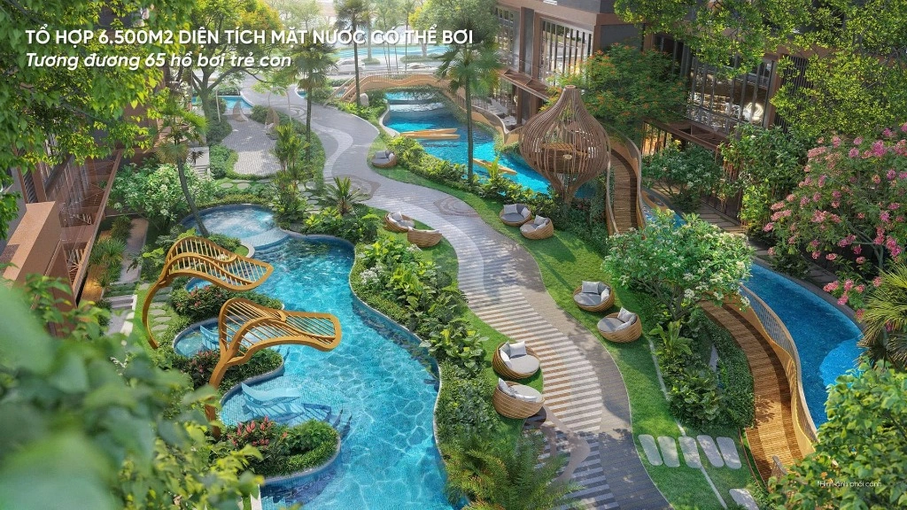 Tổ hợp 6.500m2 diện tích mặt nước hồ bơi